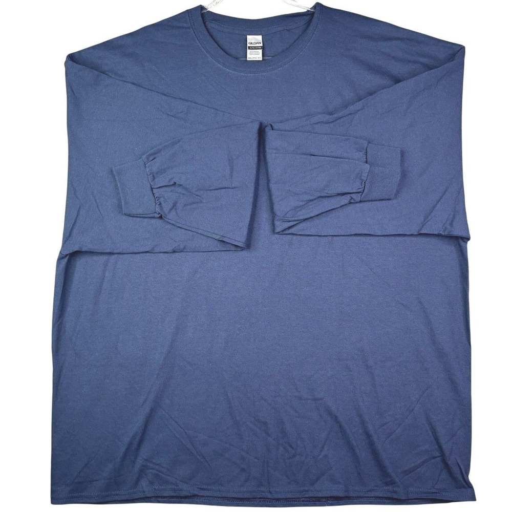 Gildan Ultra Cotton Mens 3XL Navy Blue Long Sleeve T-Shirt Heavyweight Basic Tee